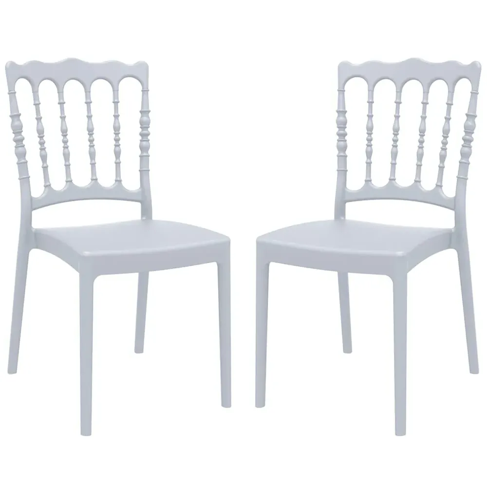 Nepean Stacking Side Chairs Pair - Silver Grey, Polypropylene