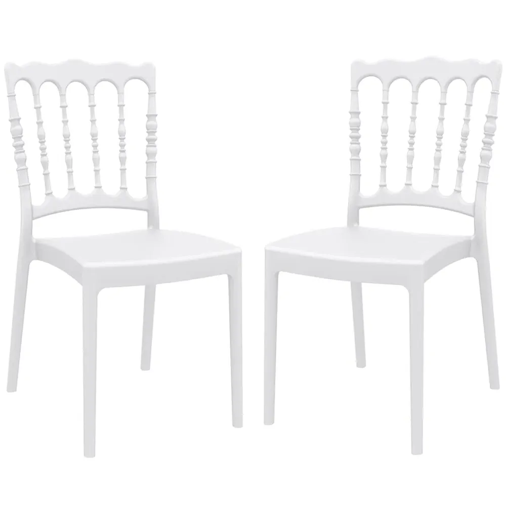 Nepean Stacking Side Chairs Pair - White, Polypropylene