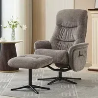 Nepean Swivel Recliner Chair with Stool - Ash, Fabric