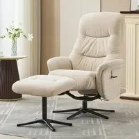 Nepean Swivel Recliner Chair with Stool - Barley, Fabric