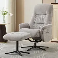 Nepean Swivel Recliner Chair with Stool - Cloud, Fabric