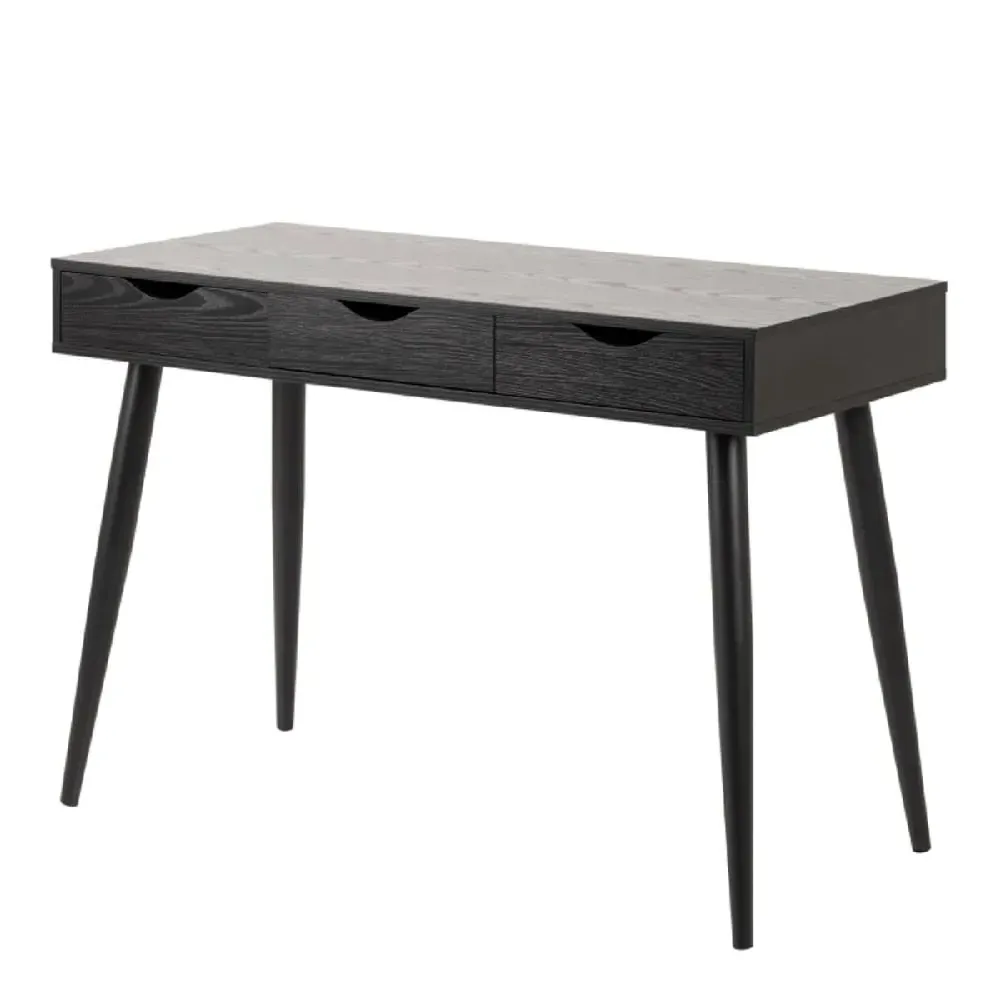Nephi Laptop Desk with 3 Drawers - Black, Wood image