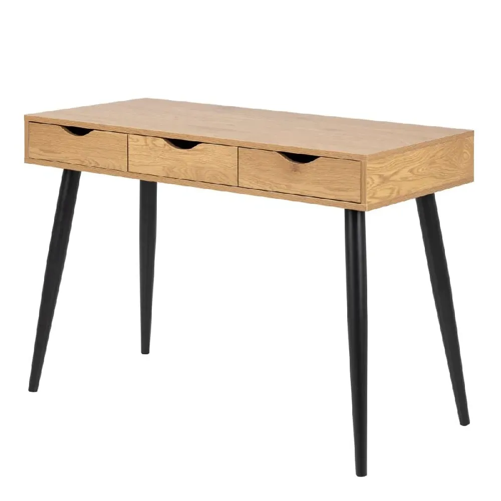 Nephi Laptop Desk with 3 Drawers - Oak, Wood