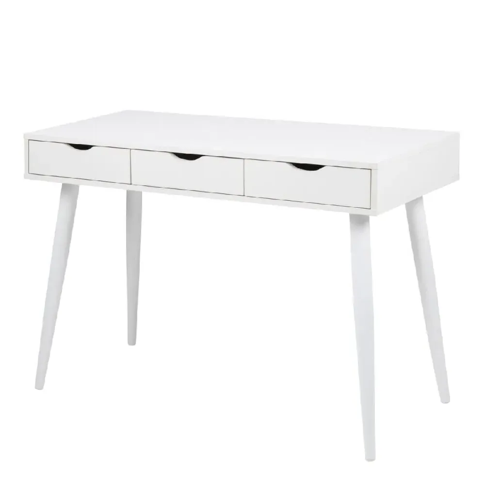 Nephi Laptop Desk with 3 Drawers - White, Wood
