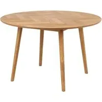 Nephi Round Dining Table with Herringbone - Oak