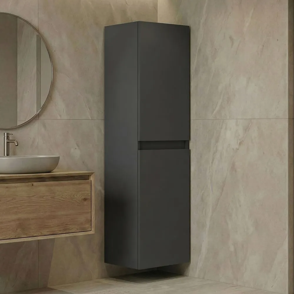 Nest Tall Wall Mounted Bathroom Storage Cabinet - Anthracite, MDF product