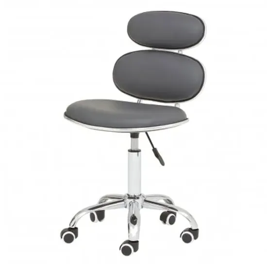 Netoca Office Chair with Chrome Base - Grey, PU Leather