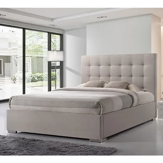 Nevada King Size Bed Frame - Sand, Fabric