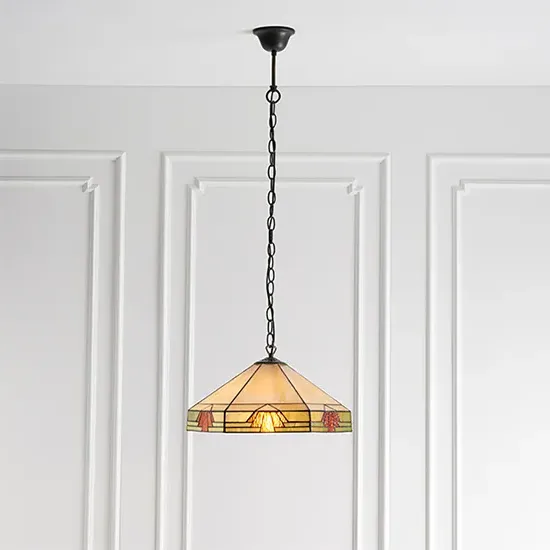 Nevada Medium Tiffany Glass Pendant Light - Dark Bronze
