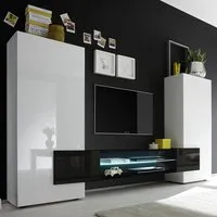 Nevaeh High Gloss Entertainment Unit with LED - White, Black