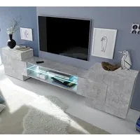 Nevaeh TV Stand with 2 Doors and LED Lights - Concrete Effect
