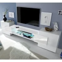 Nevaeh TV Stand with 2 Doors and LED Lights - White