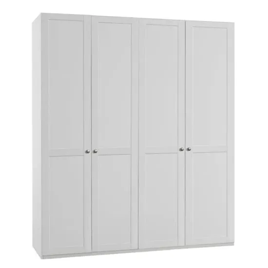 New Tork Tall Wardrobe with 4 Doors - White, MDF image