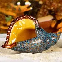 Newark Glass Big Shell Sculpture - Blue, Orange