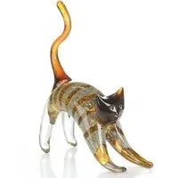 Newark Glass Cat Sculpture - Grey, Orange