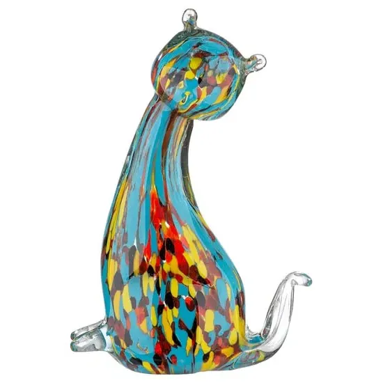 Newark Glass Cat Somia Sculpture - Multicolour