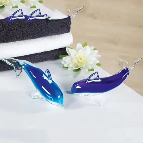 Newark Glass Dolphin Sculpture - Blue