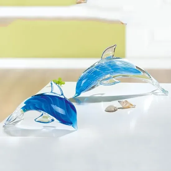 Newark Glass Dolphin Sculpture - Light Blue image