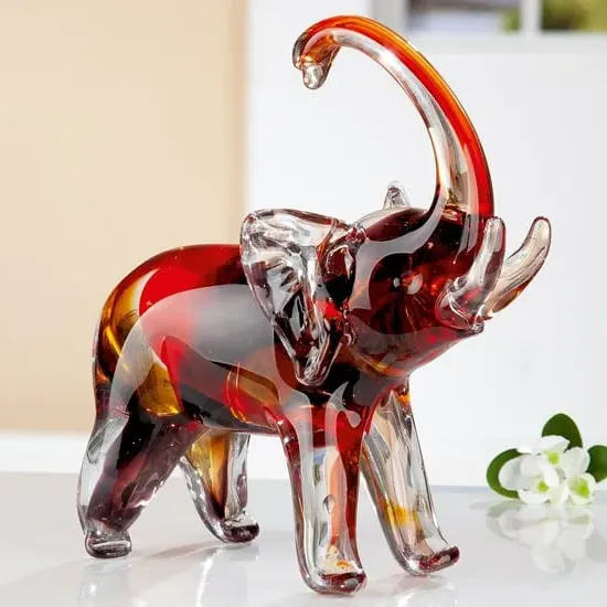 Newark Glass Elephant Sculpture - Red