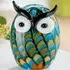 Newark Glass Owl Olli Sculpture - Blue, Black