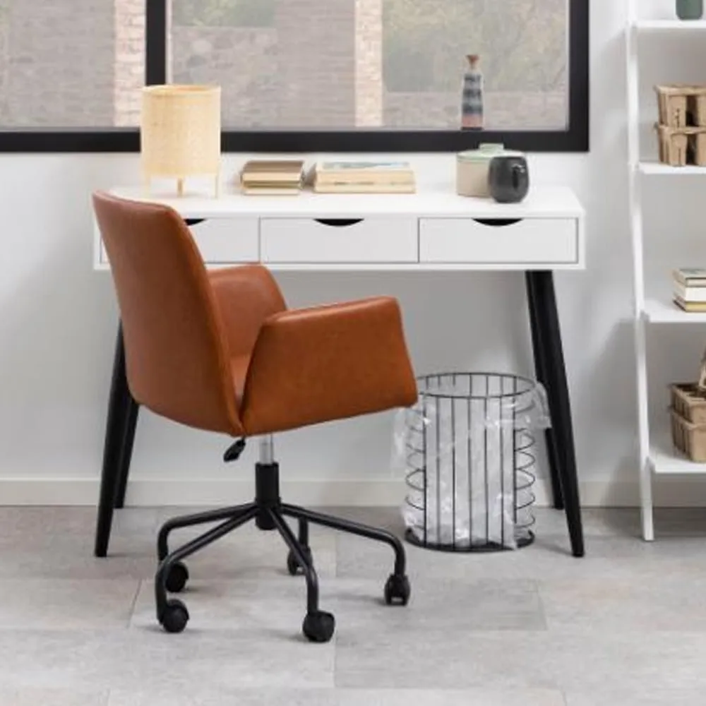 Newark Laptop Desk with 3 Drawers - White, Wood