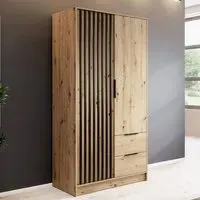 Newberry 2-Door Wardrobe with Storage - Artisan Oak