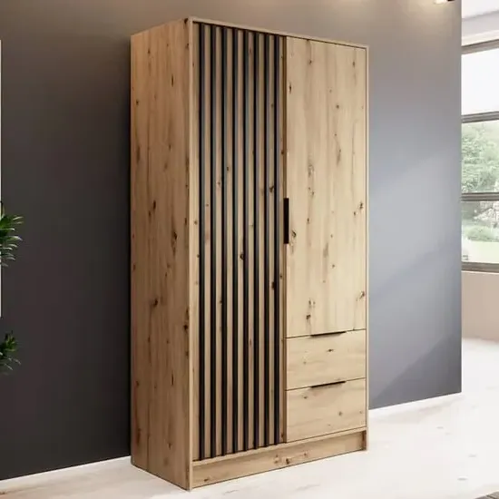 Newberry 2-Door Wardrobe with Storage - Artisan Oak image