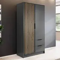 Newberry 2-Door Wardrobe with Storage - Graphite