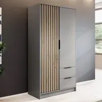 Newberry 2-Door Wardrobe with Storage - Grey