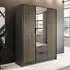 Newberry 3-Door Mirrored Wardrobe with Storage - Graphite