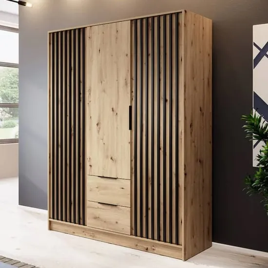 Newberry 3-Door Wardrobe with Drawers - Artisan Oak, Laminated Board product