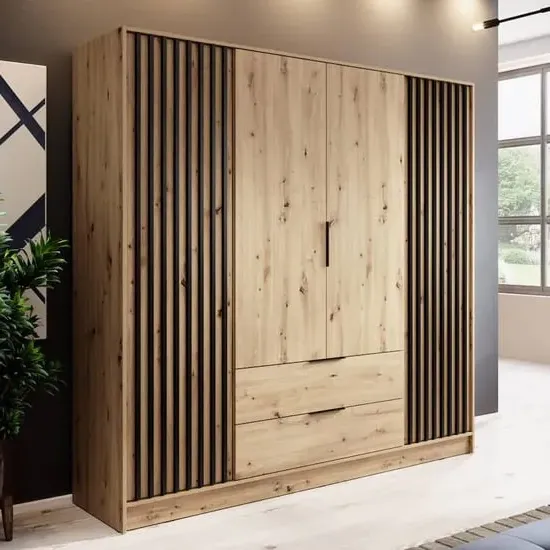Newberry 4-Door Wardrobe with Storage - Artisan Oak image