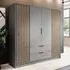 Newberry 4-Door Wardrobe with Storage - Grey