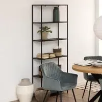 Newberry 5-Shelf Metal Bookcase - Black