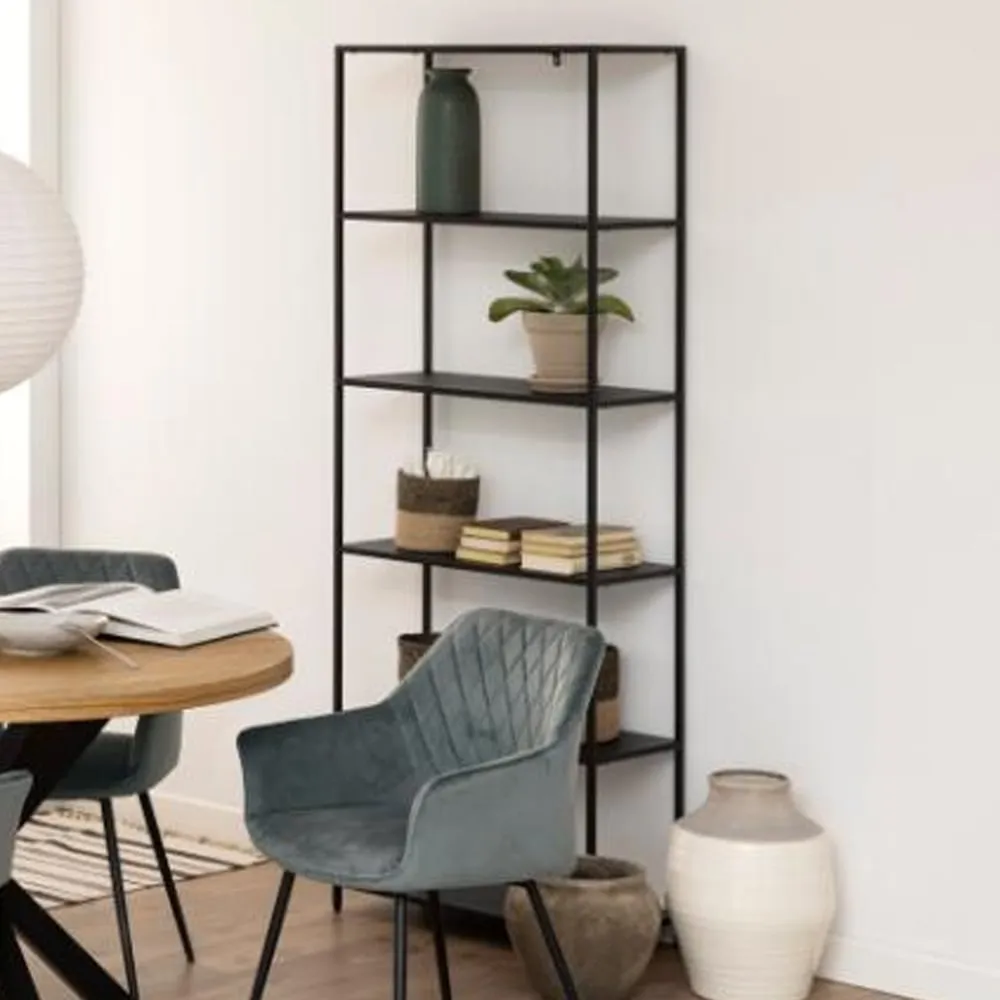 Newberry 5-Shelf Metal Bookcase - Black