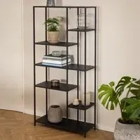 Newberry 6-Shelf Metal Bookcase - Black