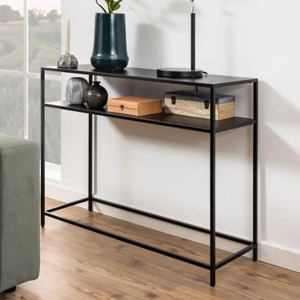 Newberry Console Table with Undershelf - Black, Metal image