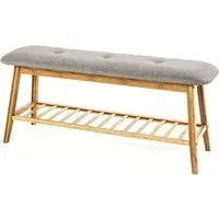 Newberry Shoe Bench - Grey, Bamboo