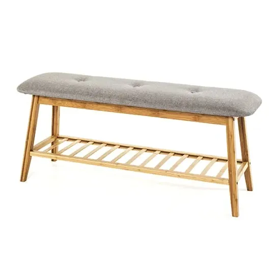 Newberry Shoe Bench - Grey, Bamboo