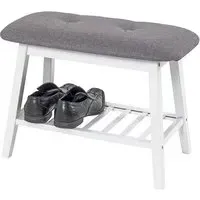 Newberry Shoe Bench - White, Bamboo