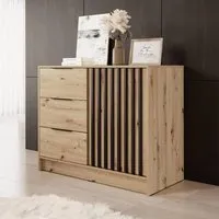 Newberry Sideboard with 1 Door 3 Drawers - Artisan Oak