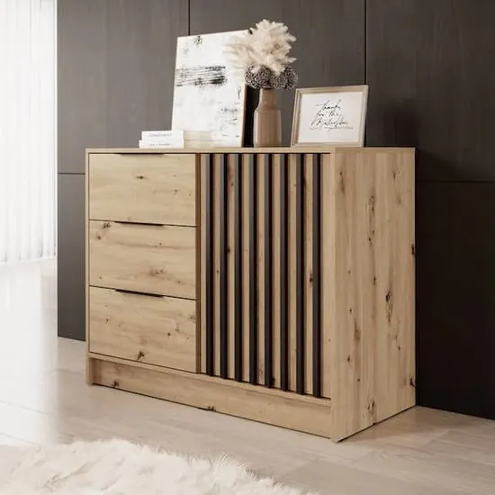 Newberry Sideboard with 1 Door 3 Drawers - Artisan Oak image