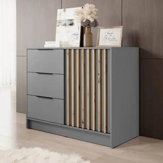 Newberry Sideboard with 1 Door 3 Drawers - Grey