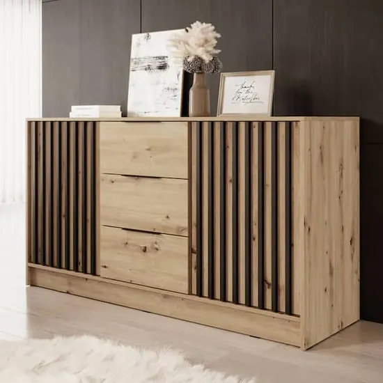 Newberry Sideboard with 2 Doors 3 Drawers - Artisan Oak