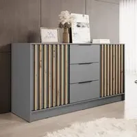 Newberry Sideboard with 2 Doors 3 Drawers - Grey