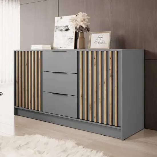 Newberry Sideboard with 2 Doors 3 Drawers - Grey
