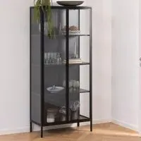 Newberry Tall Display Cabinet with 2 Doors - Black, Metal