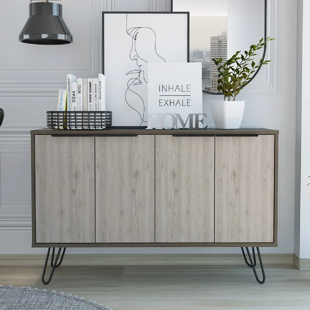 Newcastle Sideboard with 4 Doors - Brown, Oak