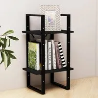 Newell 2-Tier Bookshelf - Black, Pine Wood