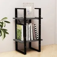 Newell 2-Tier Bookshelf - Grey, Pine Wood